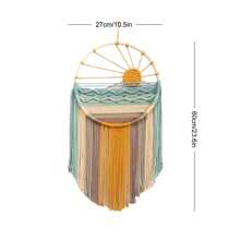 NATICRAFT 1 tấm thảm treo tường Macrame, phong cảnh bãi biển đầy màu sắc, viền hoa dệt thủ công, phông nền vòng tre tua rua, thảm treo tường Dreamcatcher - Nhiều màu - Xem 3