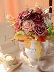 25 piezas de flores artificiales con aspecto real, rosas de espuma antigua con tallos para manualidades, ramos de boda, centros de mesa de baby shower, arreglos florales, decoración de mesas de fiesta y decoración del hogar