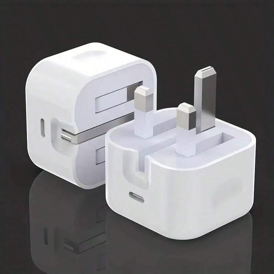 1-2pcs USB-C UK Wall Charger Adapter 20W Wall Charging Head, Compatible With Type-C Interface Charging Cable Data Line - UK Plug(220-240V) - View 1