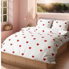 Set copripiumino singolo a 2 pezzi con motivo a cuore | Copripiumino singolo 135x200 1 pezzo e federa 80x80 1 pezzo | SENZA LENZUOLA