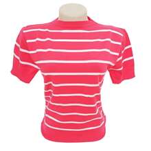 Striped Modal Blouse Short Sleeve Old Money Style Women's Fashion Spring Summer - 西瓜白 - 查看 4