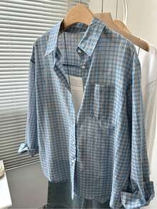 YUXIN Vintage Chic Casual Plaid Long Sleeve Lightweight Shirt For Women, Spring/Summer/Autumn New Design Loose Lapel Blouse