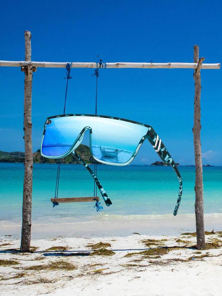 POLASUP 1pc Square Flat Top Oversized Pink Coated Decorative Power Button Metal Frame Robot Dance Prop Glasses/windproof Outdoor Motorcycle Glasses/sunglasses For All Seasons Men & Women Steampunk Punk Portable - MultiWarna - View 16