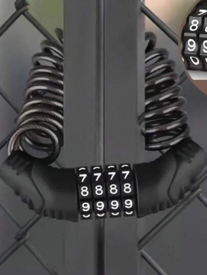 1pc Helmet-Shaped Combination Lock, Portable Bicycle/E-Bike Security Lock Chain With Accessories