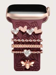 5/4/3pcs Metal Charms Decorative Ring Compatible With Apple Watch Band LOVE Diamond Rhinestone Ornament Smart Watch Silicone Strap Accessories Bracelet Fashionable Accessories (Watch And Band Not Included) Compatible With Apple Watch Band 38mm 40mm 41mm 42mm 44mm 45mm 46mm 49mm, Compatible With Samsung Compatible With Huawei Watch Series Ultra/Se/10/9/8/7/6/5/4/3/2/1 Watch Band Accessories Jewellery