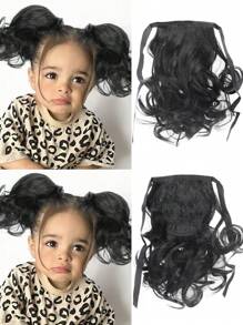 1 Pc Children's Wig Bandage Ponytail Wig 8 Inch Fluffy Short Curly Bandage Style Synthetic Heat-Resistant Fiber Wig Children's Baby Wig Suitable For Daily Wear