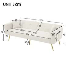 Modern Sofa With Folding Function Convertible Couch With Pockets And Gold-Plated Legs For Living Room Guest Room Or Office