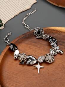 1 st. Nieuwe minimalistische punkstijl kruis, hart, pentagram, cirkel hanger ketting, vrouwen kraag ketting