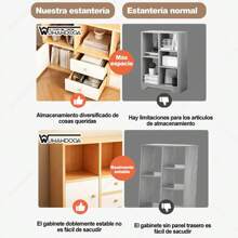 Librería de madera sencilla y moderna, mueble de almacenamiento para sala de estar - Marrón - Ver 3