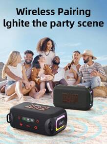 Micrófono inalámbrico Bluetooth portátil ZEALOT S85M de 50W de alta potencia, con luces de color RGB, batería incorporada de 8000mAh, compatible con tarjeta TF/USB/AUX, compatible con conexión a teléfono/tableta/computadora/TV, adecuado para campamento al aire libre, fiestas, parlante de karaoke para el hogar - Unitalla - Ver 12