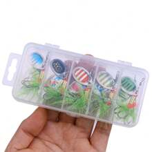 HENGJIA 10 件水滴金属勺旋转鱼饵套装带钩人工鱼饵套装摇摆饵适用于淡水和咸水 - 彩色 - 查看 5