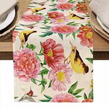 1 Stück Tischläufer mit Blumen- und Vogelmuster, geeignet für Feiertage, Partys, Geburtstage, Abendessen, Küche, Esszimmer, Ganzjahresraum/Wohndekoration - Verschiedenfarbig - Übersicht 15
