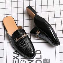 Men's Loafers Breathable Slip-On Shoes, Patterned Leather Sandals, Fashion & Versatile For Summer - Black - View 8