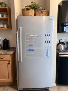 1个亚克力磁性周餐计划板，可擦写日历备忘录提醒白板，可重复使用周餐计划表