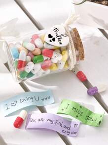 100 颗,留言胶囊字母爱情药丸 - DIY 情人节告白药丸和便条,透明彩色迷你许愿瓶情人节礼物。适合女朋友、男朋友、婚礼、圣诞节、感恩节派对礼物、生日惊喜礼物、游戏道具、圣诞节 - 彩色 - 查看 9