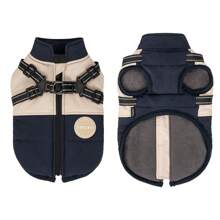 1 pièce Veste en laine réfléchissante en polyester pour chien, manteau coupe-vent réglable à boucle en D double avec fermeture zippée, convient aux chiens de petite à très grande taille - Automne et Hiver