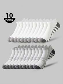 5/10 Pairs Men's Popular Thin Short Socks, Minimalist Black, White, Grey, Mesh Breathable Socks Suitable For Daily Wear, Youths, Students, Running, Sports, Size 39-44 - Multicolor - View 15