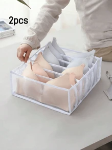 1/2pcs Closet Clothing Storage Shelf, 6-Grid Bra/Underwear Organizer Box, Washable Drawer Cabinet Storage Box, Lingerie Folding Storage Bag - Multicolor - View 10