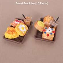 1 Set Realistic Miniature Strawberry Jam Bottle & Bread Basket Resin Decorative Ornaments