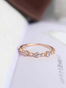 1pc Simple Luxury S925 Sterling Silver Small Diamond & Cubic Zirconia Ring, Suitable For Women's Daily Wear