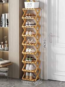 Étagère à chaussures à plusieurs niveaux, sans assemblage requis, étagère à chaussures économique pour la maison, pliable, meuble à chaussures de salon créatif, étagère à chaussures en bois pour petits espaces
