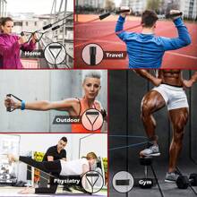 Resistance Bands Set For Men And Women -Exercise Bands With Handles, DoorAnchor, Ankle Straps - Perfect For Heavy Resistance Training, Physical Therapy, Yoga,Home Workouts -Shape Your Body - 彩色 - 查看 8