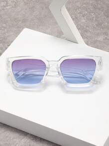 1 pièce Lunettes de mode transparentes en plastique à cadre géométrique pastel pour hommes. Accessoires d'été pour les vacances à la plage, les sorties en extérieur et les voyages