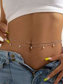 2pcs Fashionable Tassel Body Chain, Beach Resort Sexy Double Layer Waist Chain Suitable For Women Daily Wear