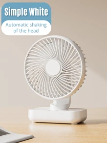 Ventilador pequeño con movimiento oscilante, ventilador de escritorio para dormitorio de estudiantes, con luz, sonido y carga USB, práctico mini ventilador eléctrico para el hogar