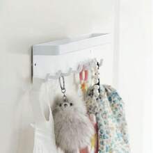 1 pieza Soporte magnético de pared para llaveros con 6 ganchos y bandeja, sin necesidad de taladrar