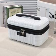 16-Inch Makeup Handheld Luggage With Cosmetic Bag, Large Capacity Password Box, Waterproof Toiletry Bag, Makeup Train Case - White - View 1