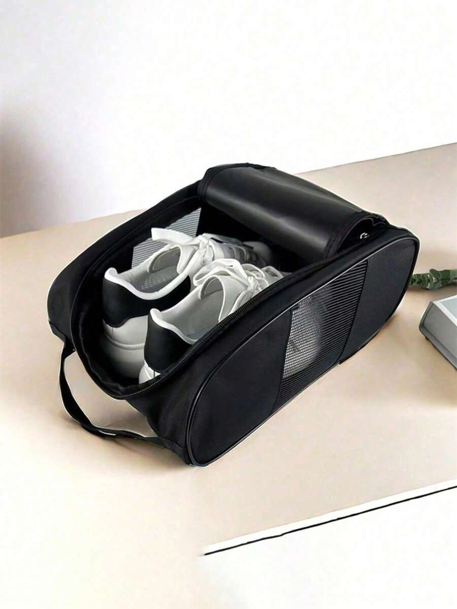 1 件装黑色网眼户外防水运动鞋袋，带透气网眼，男女皆宜，适用于足球、高尔夫、篮球、羽毛球鞋，鞋子收纳必备