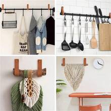 6pcs Faux Leather Wall Hooks, Faux Leather Curtain Rod Brackets, Faux Leather Straps, Faux Leather Towel Hanging Hooks, Free Screws, Suitable For Bathroom, Kitchen, Bedroom, Curtain Rod Brackets, Wooden Curtain Rod Rings With Straps, Towel & Blanket Hanging Hooks - Multicolor - View 7