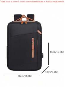 1 Pc Fashionable Multifunction Travel Backpack With Luggage Strap Design. Portable Minimalist Work Bag With Multi Compartments.Personality School Bag With USB Charging Port.Business Casual Weekender Bag - Black - View 9