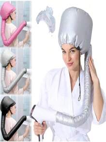 1 pezzo di copricapo regolabile per asciugacapelli in poliestere, intrecciato, inodore, adatto per capelli normali e lisciati, per acconciature, tintura e trattamento dei capelli, portatile, asciugatura rapida