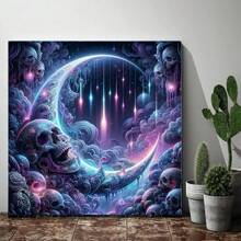 Set fai da te per dipinto a mosaico di diamanti 5D con disegno di luna e teschio, arte gotica, pittura ad olio acrilica, arte del cielo stellato, decorazione domestica, regalo