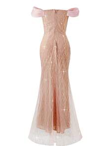 Đầm dạ hội Astony One màu hồng thanh lịch, gợi cảm, cổ chữ V, không dây vai, đính sequin lấp lánh, họa tiết hoa thêu trên nền vải lưới, kiểu đuôi cá, lý tưởng cho lễ hội Carnival, năm mới, tiệc Valentine, tiệc đính hôn, lễ tốt nghiệp, sự kiện thảm đỏ và các dịp trang trọng khác. - Hồng - Xem 9