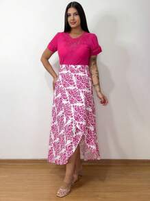 Women's Wrap Skirt With Viscose Lining - Rosa vieja - Ver 2