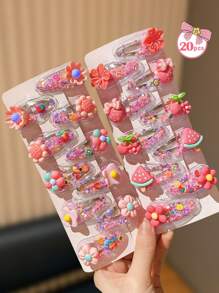 10/20pcs Colorful Fruit & Floral Hair Clips, Great Gift For Teens, Suitable For Everyday Wear All Seasons