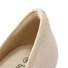 Women's Chunky Low Block Heels Square Toe Work Pumps Comfortable Knitted Closed Toe Dress Wedding Shoes  For Casual, Formal, And Commute Wear - 杏色 - 查看 7