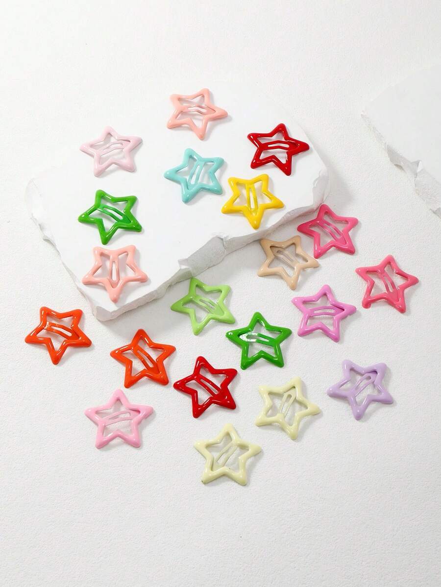 Multiple Color Combinations - 10/20/60/100pcs Colorful Oil Drop Shiny Star Hairpins, Adorable Versatile Summer Hair Clips Claw Clips Hair Slide Hair Barrettes - Multicolor - View 1