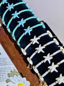 Set de 12 pulseras de estilo bohemio con cuentas - Concha de mar colorida y perla, adecuado para la playa de verano, uso diario, multiuso, regalo perfecto para damas de honor, mujeres, maestras, madres, graduadas, Día de la Madre