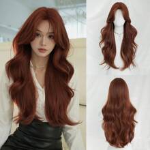 NAMM 28 Inch Long Curly Wigs Wigs For Women, Orange Red Wig Wig With Bangs, Natural Looking Fluffy Very Soft Synthetic Heat Resistant Fiber Full Machine Hair Wig For Girls Daily, Music Festival Party, Cosplay Anime Use, Mother'sdaygifts - Red - View 11
