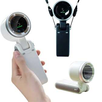 便携式手持风扇，5 速强风涡轮风扇，小型冷却风扇，USB 可充电个人迷你风扇，带挂绳，高品质，数字显示，适合旅行露营户外