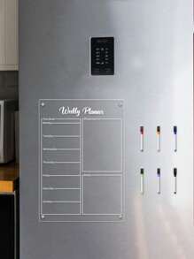 1个亚克力磁性周餐计划板，可擦写日历备忘录提醒白板，可重复使用周餐计划表