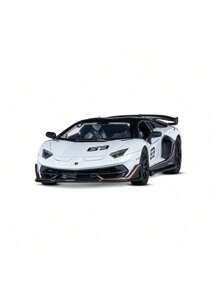 Burago 1:43  Aventador SVJ White Alloy Model Racing Car 67063A Large Simulation Racing Car Toy Car Collection Christmas Birthday Gift With Dust Cover Door Openable Design