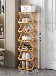 Étagère à chaussures à plusieurs niveaux, sans assemblage requis, étagère à chaussures économique pour la maison, pliable, meuble à chaussures de salon créatif, étagère à chaussures en bois pour petits espaces