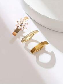 3 件简约花朵锆石弧形肚脐环，适合女性日常佩戴 - 3件肚臍環 - 查看 2