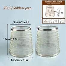 2 件金色和银色布艺 E14 旋入式夹式灯罩，简约美式，适用于水晶吊灯、壁灯、小台灯、照明配件更换 - 燈罩 - 查看 15