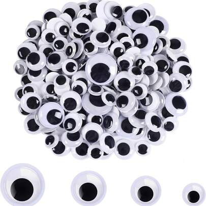 30/100 mắt giả tự dính, thích hợp cho đồ thủ công DIY và trang trí tiệc - Đen trắng, dễ sử dụng, chất liệu nhựa trang trí, không cần điện